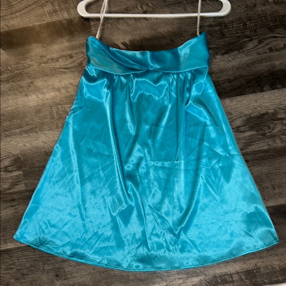 Blue Satin babydoll Dress